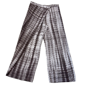 NWOT Zara Tie Dye Wrap Linen Blend Pants Wide Leg High Rise Women XL Taupe New